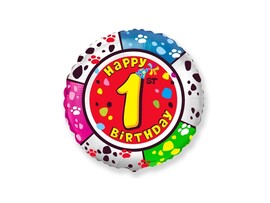 Шар-круг «Happy Birthday» Цифра «1» 46 см доставка оптом в Донецк