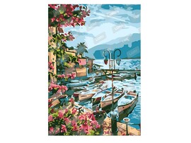 Картина на картоне с красками 20х28,5 см по номерам. ОЗЕРО ГАРДА доставка оптом в Донецк