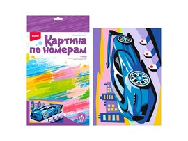 Картина на картоне с красками 20*28,5 см по номерам. СПОРТИВНЫЙ АВТОМОБИЛЬ доставка оптом в Донецк