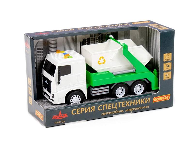 МАЗ, автомобиль-контейнеровоз 26 см инерц. (свет и звук) (в коробке)