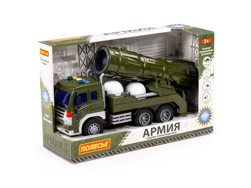 "Сити", автомобиль с зенитно-ракетной установкой 32 см инерц. (свет и звук, стреляет шариками) (в коробке)