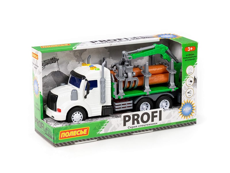 "Профи", автомобиль-лесовоз 32 см инерционный (свет и звук) (зелёный) (в коробке)
