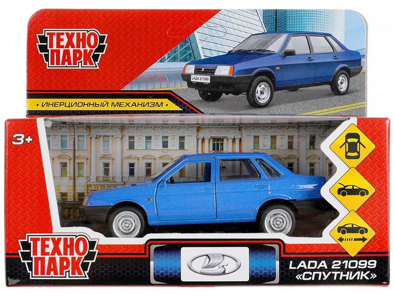 Машина металл. ВАЗ-21099 "Спутник" 12 см, дв., баг., синий. Технопарк