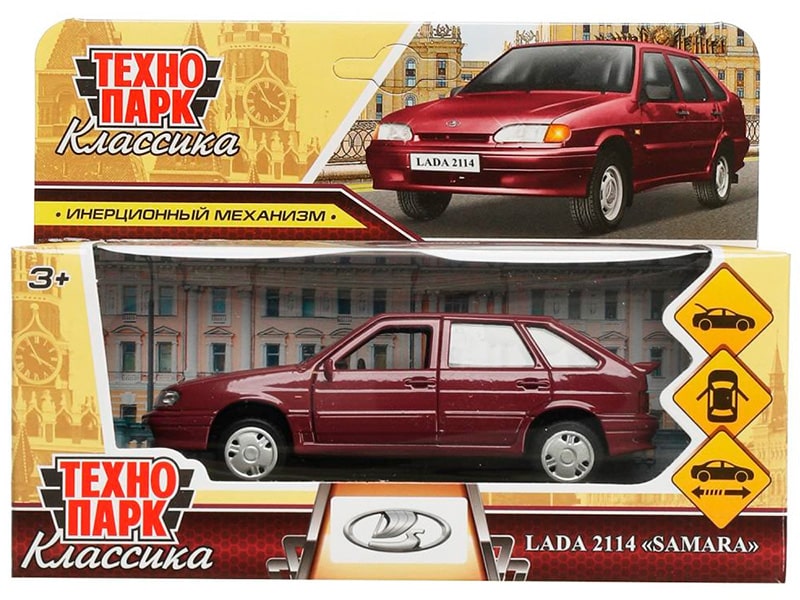Машина металл LADA -2114 "Samara", 12 см, двери, баг., инерц, фиолет., кор. Технопарк