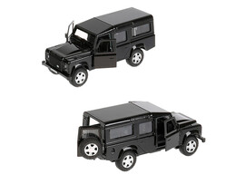 Машина металл "Land rover Defender" 12 см, двери, багаж, черный, кор. Технопарк