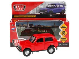 Машина металл. Lada 4x4 12 см, дв., багаж., инерц., красный. Технопарк