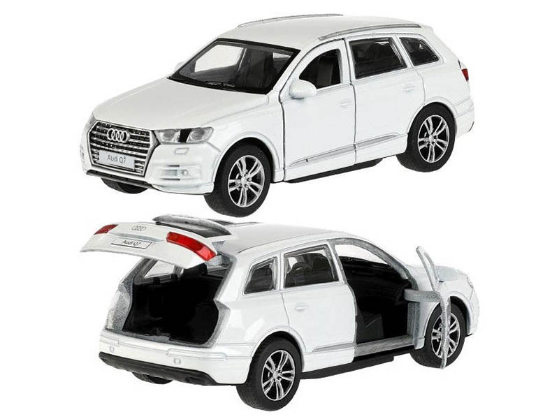 Машина металл "Audi Q7" 12 см, дв., багаж, инер, белый, кор. Технопарк
