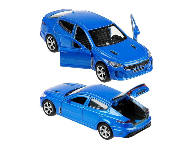 Машина металл "Kia Stinger" 12 см, дв., багаж., инерц, синий, кор. Технопарк
