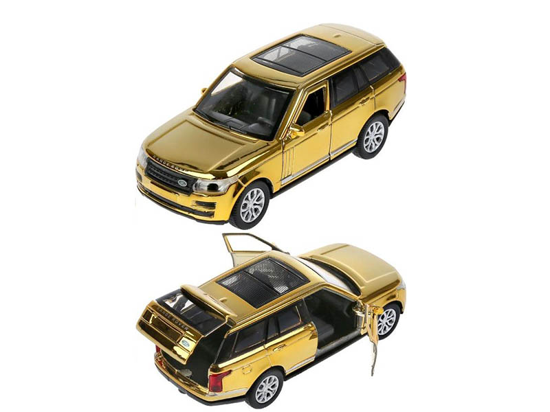 Машина металл "Rande Rover Vogue" 12 см, дв., багаж, инер,золотой, кор. Технопарк