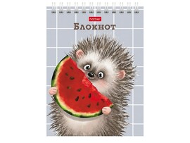 Блокнот А6 40 л. "Хорошо быть ежиком" клетка, мел. карт., УФ-лак, спираль
