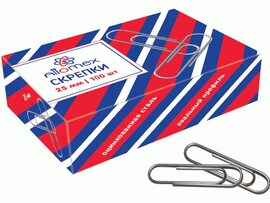 Скрепки металл. Attomex 25мм, овал., оцинков. 100 шт к/к