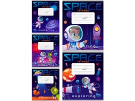 Тетрадь КЛЕТКА 18л «ПРИКЛЮЧЕНИЯ В КОСМОСЕ» (цвет. мелов. обл.) доставка оптом в Донецк