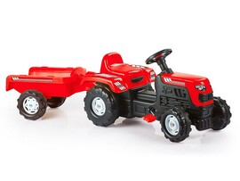 Трактор педальный DOLU Ranchero с прицепом и клаксоном красный 8146 доставка оптом в Донецк