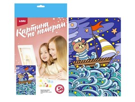 Картина на картоне с красками 20х28,5 см по номерам. НОЧНОЕ МОРЕ доставка оптом в Донецк