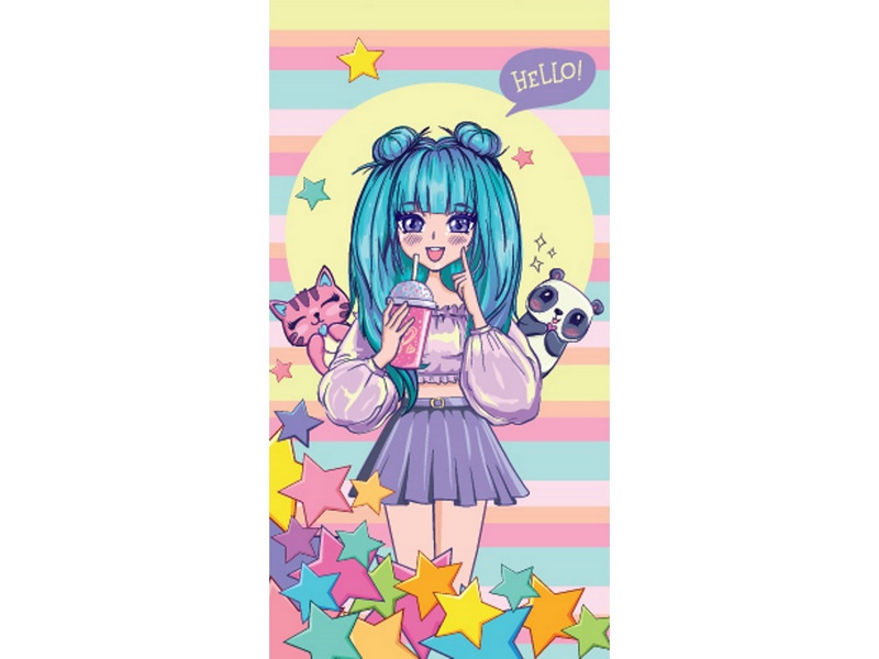 Донецк игрушка оптом Конверт для денег Без текста (девочка аниме, soft touch) КСТ-5326