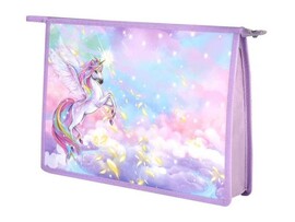 Папка А4 для тетрадей «РАДУЖНЫЙ ЕДИНОРОГ» (пластик, дно с расширением, на молнии) доставка оптом в Донецк