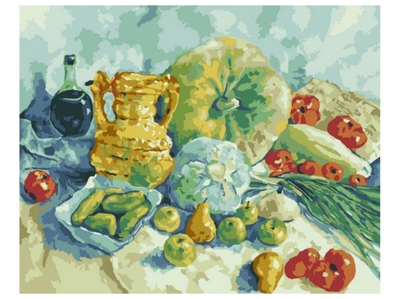 Донецк игрушка оптом Холст с красками 40х50 см по номерам. ОВОЩИ