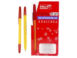 Ручка шар. "Классика" красная, 0.7 мм, желт. корп. РШ-3162 (кратно 30)
