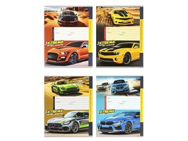 Тетрадь 12 л. Стремительные автомобили-2, клетка, мел. обл. 12-4333