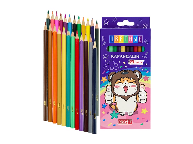 Карандаши цв. Кошачья магия, наб. 24 цв., d=2.8мм, к/к. Арт. КЦ-3204
