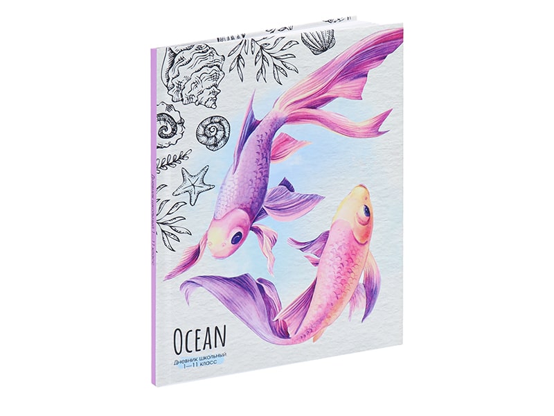 Дневник школ. "Фиолетовые рыбки" 40л., софт-тач, 7БЦ. Д40-9249