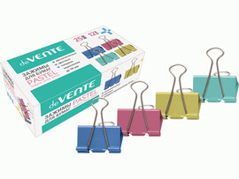 Зажим для бумаг "Pastel" 12 шт., 25 мм, до 10 мм, цв. ассорти, к/к