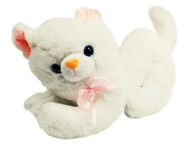 Кошка белая лежит 35 см 1306-18 доставка оптом в Донецк