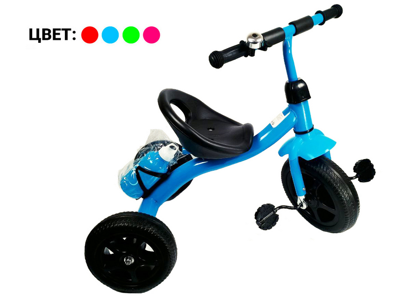 Донецк игрушка оптом Велосипед трехколесный (колеса ПВХ, клаксон, корзина) СИНИЙ 187
