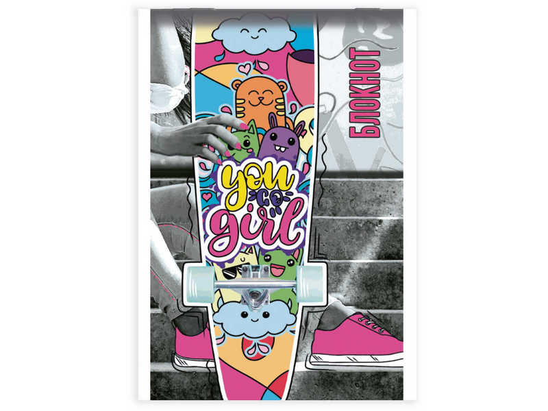 Донецк игрушка оптом Блокнот А6 40л клетка «ЯРКИЙ СКЕЙТБОРД» (скрепка, офсет)