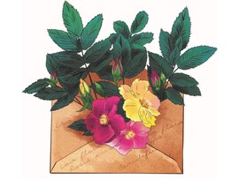 Алмазная мозаика 20х20 см ПИСЬМО С ЦВЕТАМИ (без подр., с част. заполн., блест.) доставка оптом в Донецк