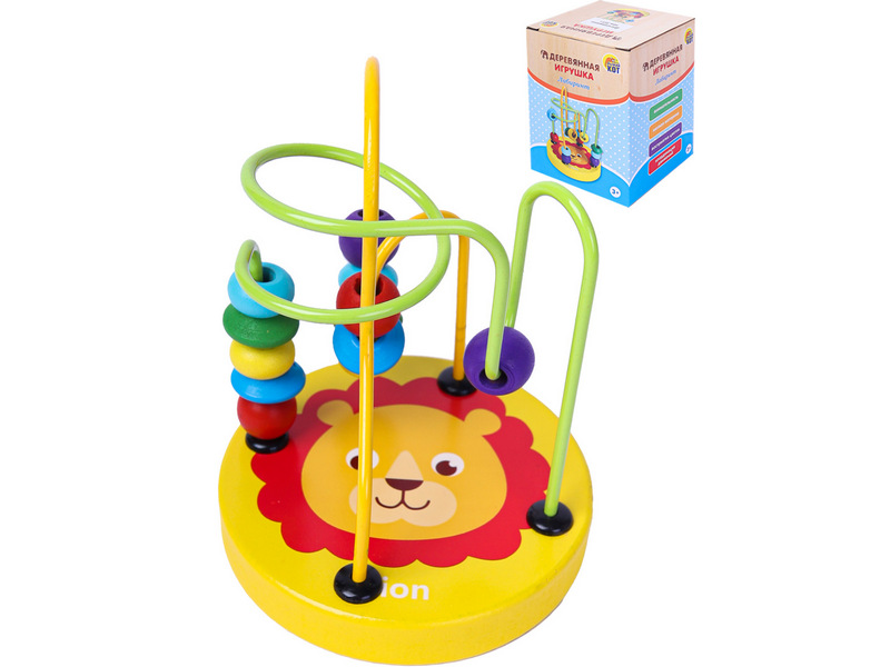 Донецк игрушка оптом Лабиринт деревянный "ЛЕВ" 9*9*12 см в кор.