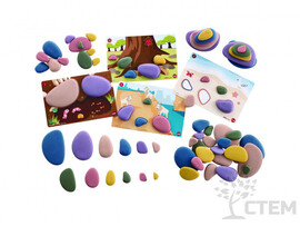 Радужные камешки " Природные цвета" 6 форм, 2 размера, 6 цветов, 72 шт с карточками доставка оптом в Донецк