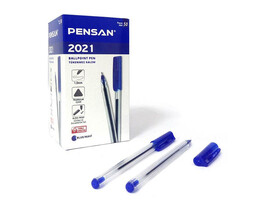 Ручка масл. PENSAN 2021, прозр. трехгр. корп., игольч. 1мм, синяя (кратно 50)