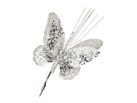 Елочное украшение СЕРЕБРЯНАЯ БАБОЧКА на клипсе 27 см 87460 доставка оптом в Донецк