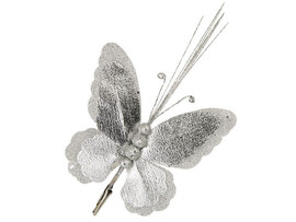 Елочное украшение БАБОЧКА серебряная из фольги на клипсе 27 см 87465 доставка оптом в Донецк