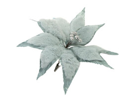 Елочное украшение ЦВЕТОК пушистый бирюзовый на клипсе 29 см 87507 доставка оптом в Донецк