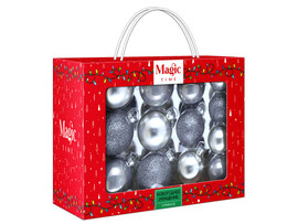 Набор ШАРЫ СЕРЕБРЯНЫЕ из стекла 5 см, 6 см, 7 см (26шт/уп) 90749 доставка оптом в Донецк