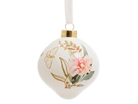 Шар елочный капелька ЦВЕТОЧНЫЙ БУМ в розовом и белом из стекла 8*8*7,5 см 89836 доставка оптом в Донецк