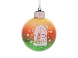 Шар елочный СНЕГОВИК ПЕРЕД ДОМОМ из стекла со светодиодной подсветкой 8*8*8 см 89857 доставка оптом в Донецк
