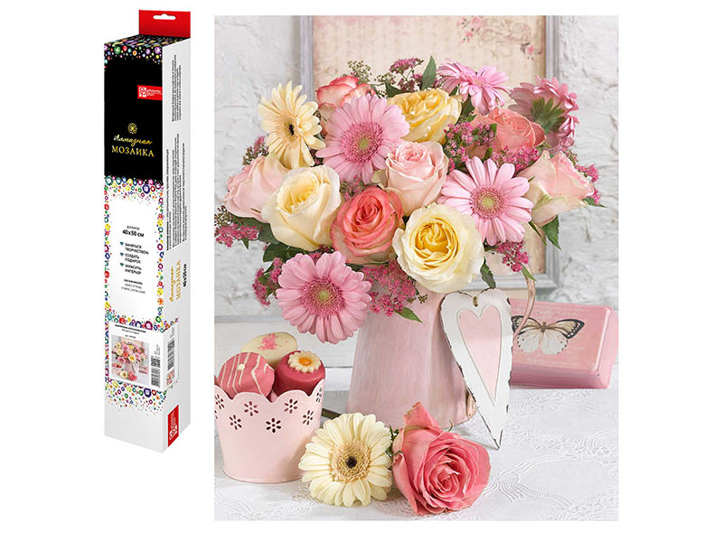 Алмаз. моз. 40*50 см, без подр., полн. зап. Воздушный букет. Арт. 65566