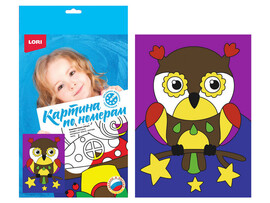 Картина на картоне с красками 20х28,5 см по номерам. ЯРКИЙ ФИЛИН доставка оптом в Донецк