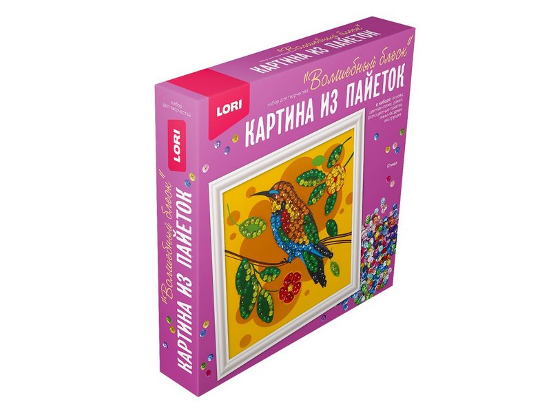 Донецк игрушка оптом Картина из пайеток "Птица" 20*20 см