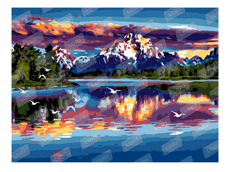 Донецк игрушка оптом Картина на картоне с красками 20х28,5 см по номерам. ОТРАЖЕНИЕ