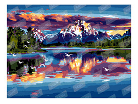 Картина на картоне с красками 20х28,5 см по номерам. ОТРАЖЕНИЕ доставка оптом в Донецк