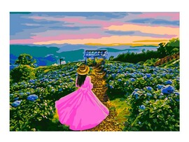 Картина на картоне с красками 20х28,5 см по номерам. НА ЗАКАТЕ доставка оптом в Донецк