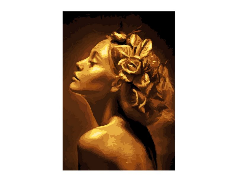 Донецк игрушка оптом Картина на картоне с красками 20х28,5 см по номерам. ДЕВУШКА В ЗОЛОТЕ