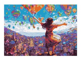 Картина на картоне с красками 20х28,5 см по номерам. ПО КРЫШАМ ГОРОДА доставка оптом в Донецк