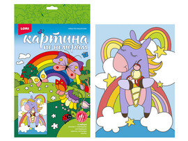 Картина на картоне с красками 20х28,5 см по номерам. РАДУЖНЫЙ ЕДИНОРОЖКА доставка оптом в Донецк