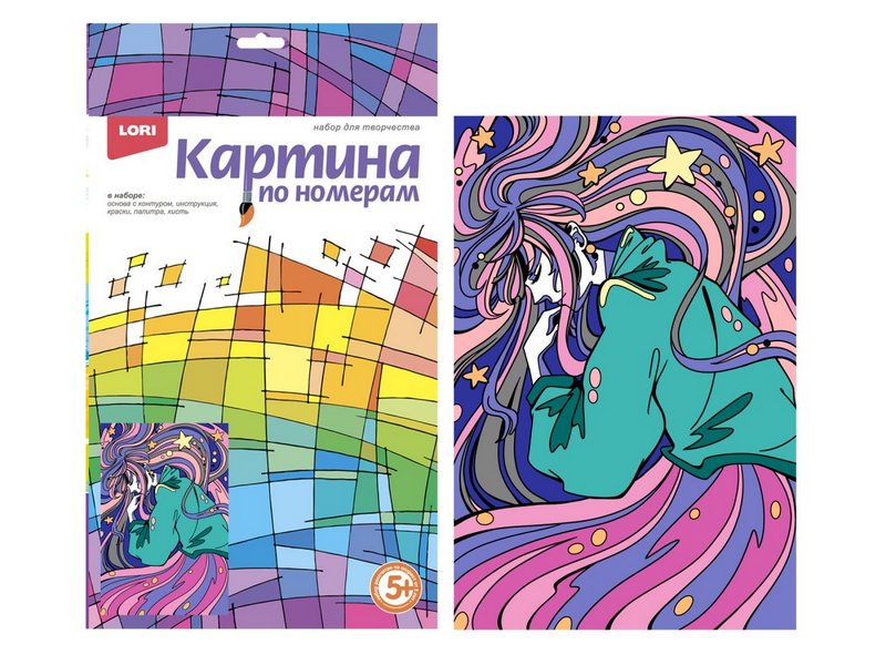 Донецк игрушка оптом Картина на картоне с красками 20х28,5 см по номерам. КРАСИВЫЕ СНЫ