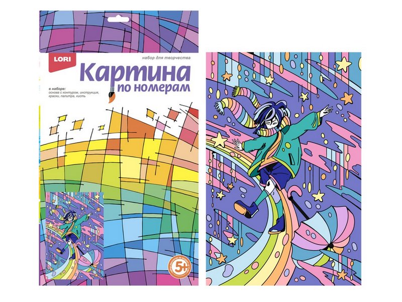 Донецк игрушка оптом Картина на картоне с красками 20х28,5 см по номерам. ЗВЕЗДНЫЕ ФАНТАЗИИ